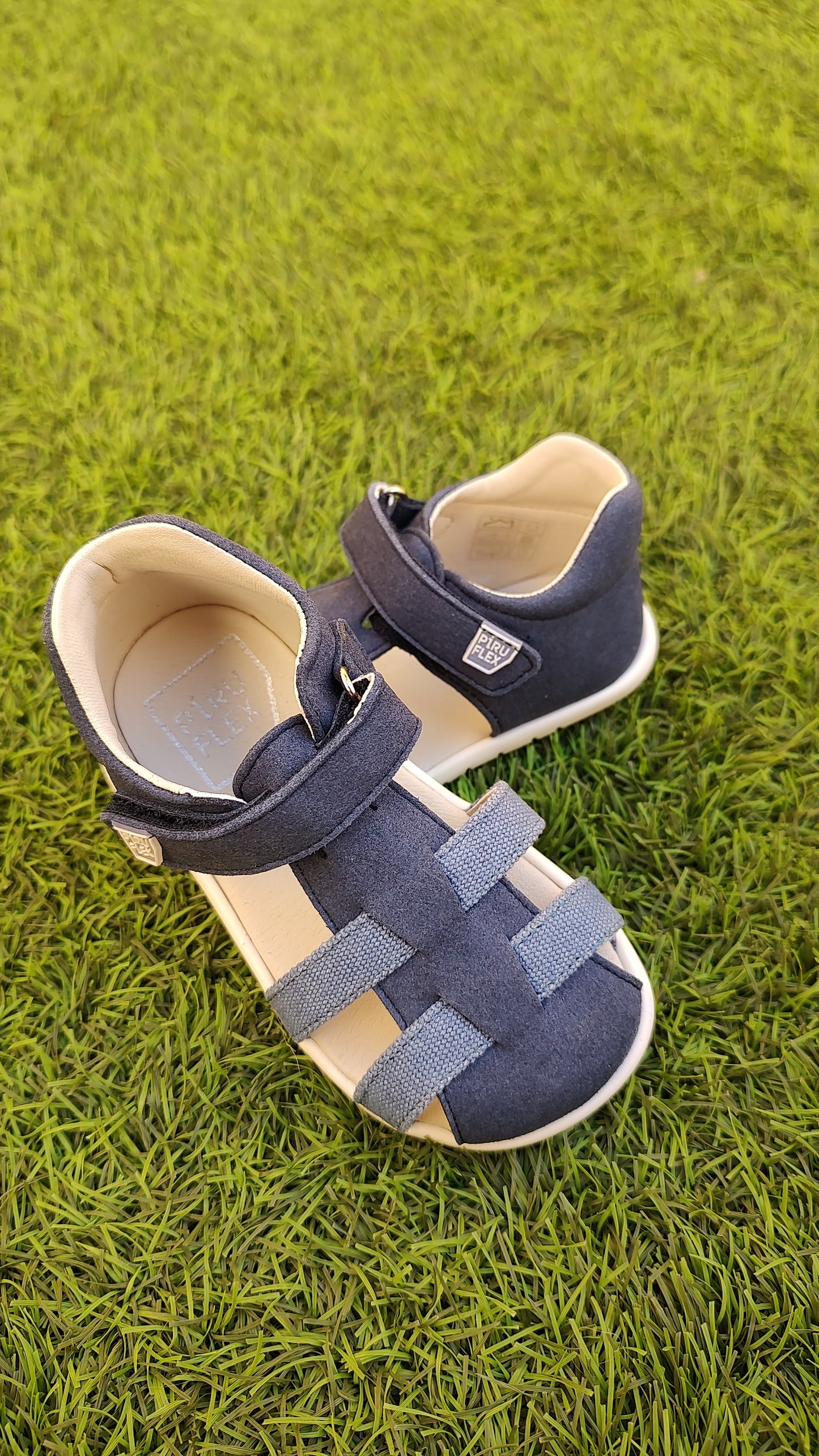 Sandalias Barefoot Piruflex PIEL SUEDE 15 AZUL PIEL