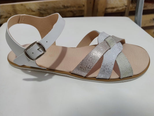 Coqueflex sandalias barefoot 15531 blanco y brilli  adulto y niño
