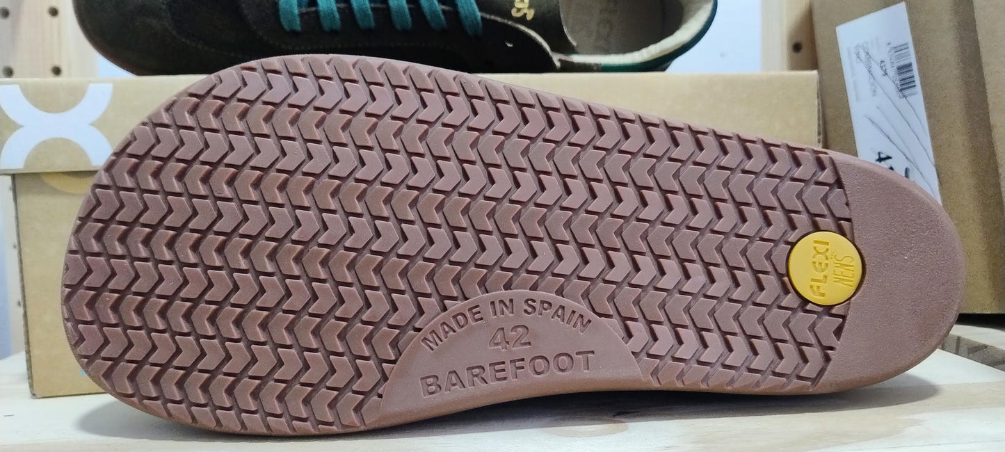 Flexinens calzado barefoot XL horma ancha modelo 9026-x Serraje/vive kaki/verde