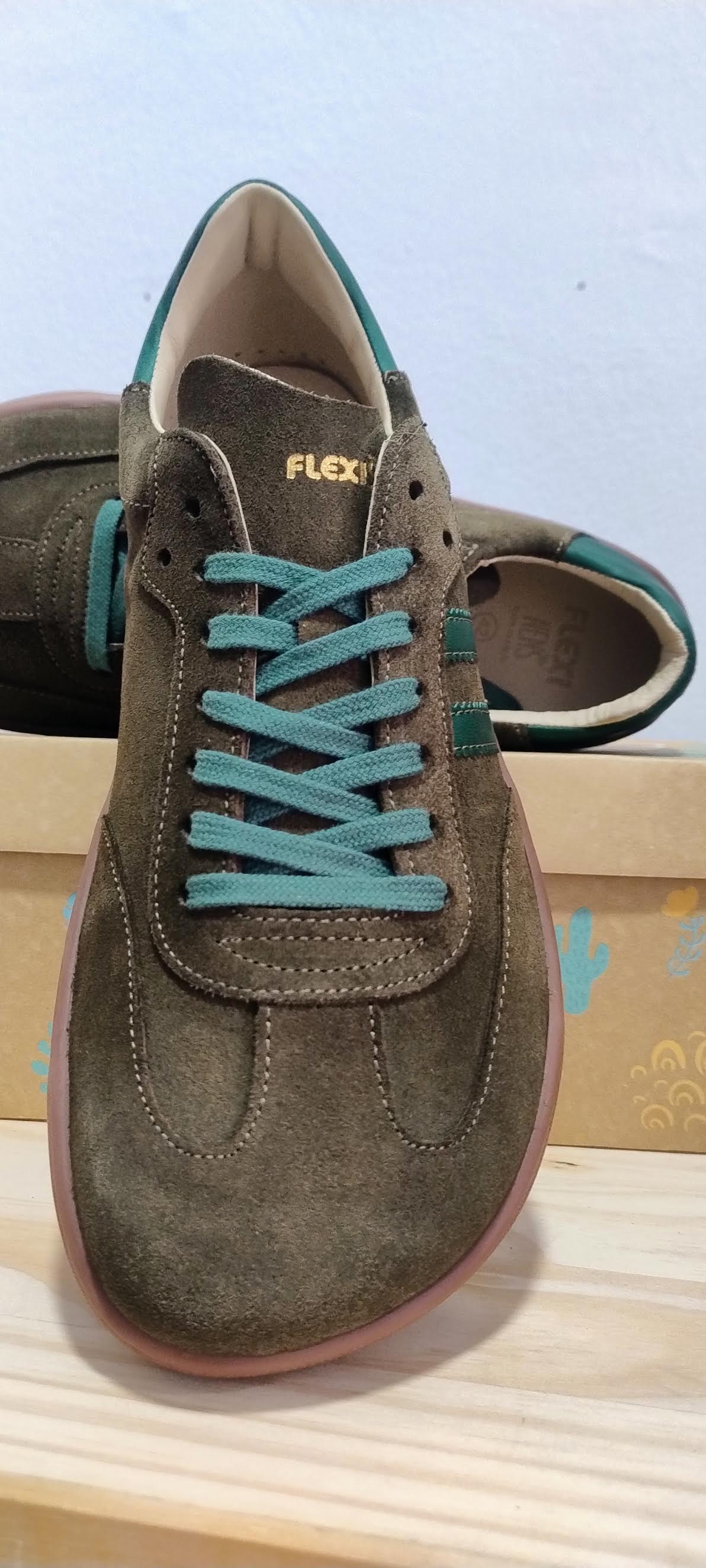Flexinens calzado barefoot XL horma ancha modelo 9026-x Serraje/vive kaki/verde