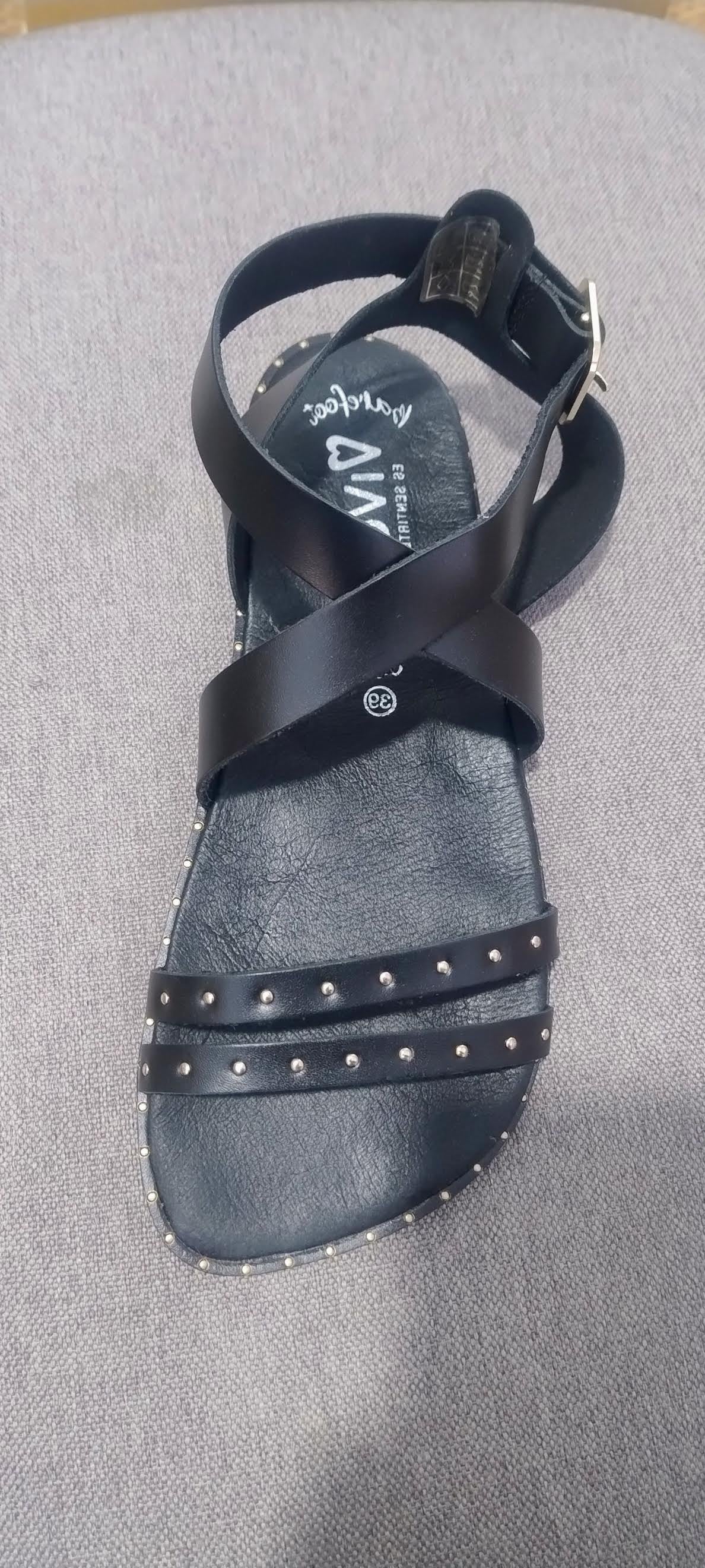 Vivant sandalias barefoot Cairo vaqueta negro