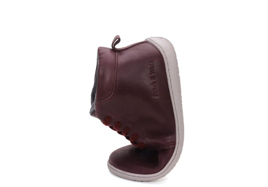 Botines respetuosos barefoot piel burdeos Stitch&Walk