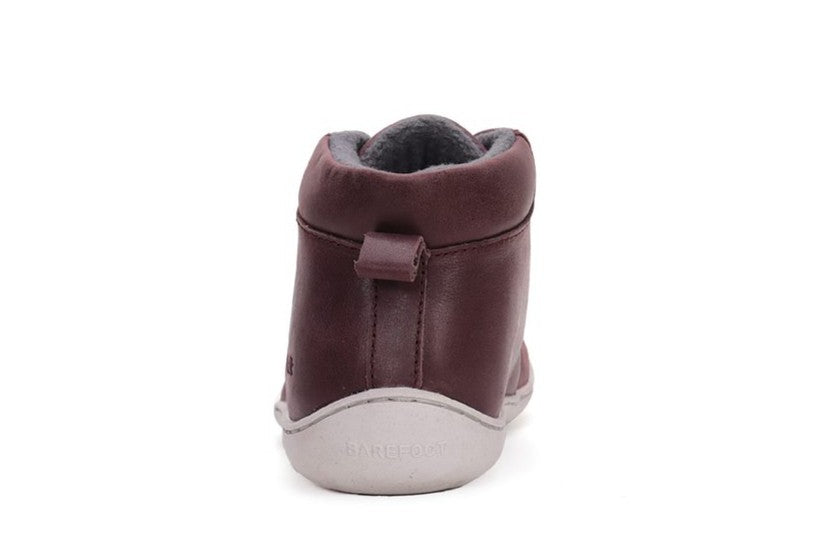 Botines respetuosos barefoot piel burdeos Stitch&Walk