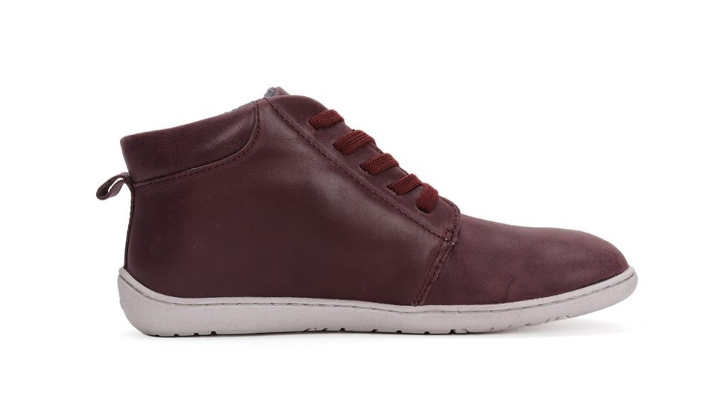 Botines respetuosos barefoot piel burdeos Stitch&Walk