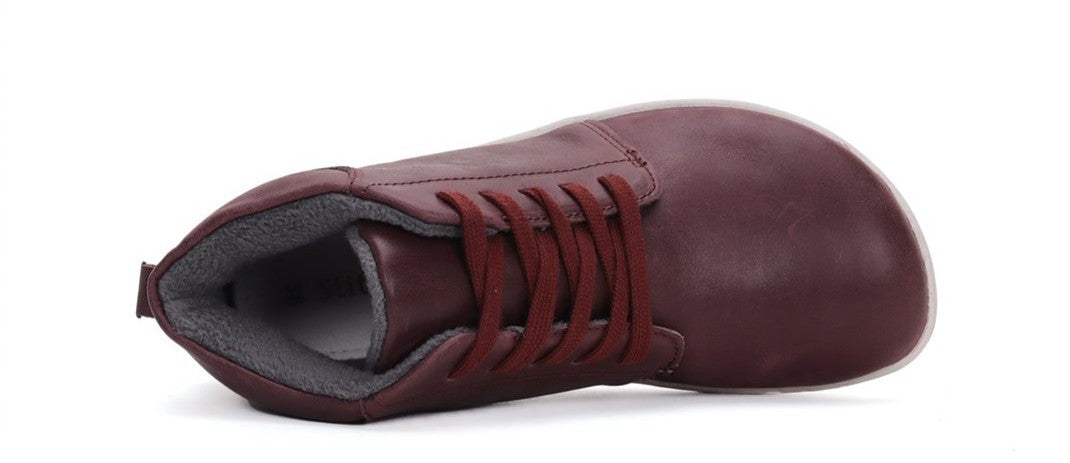 Botines respetuosos barefoot piel burdeos Stitch&Walk