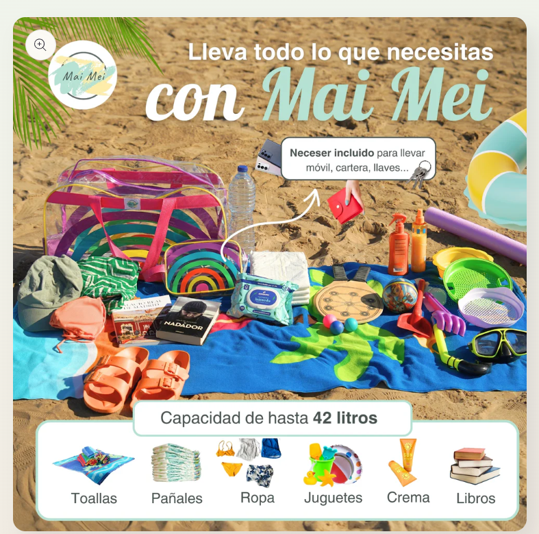 Mai Mei Maxibag Rainbow - Bolsos de Playa y necesair