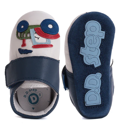 DD Step mocs respetuosos primeros pasos / zapatillas casa / guarderia modelo K1596-51916 blanco y azul