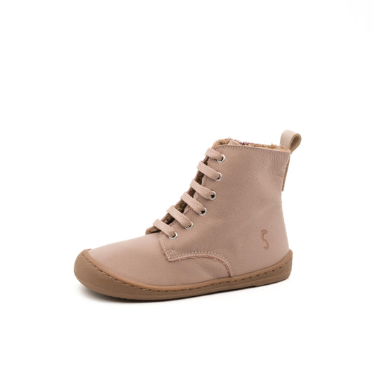 Flexinens Botín barefoot con cordón y cremallera lateral  modelo 9085-R piel lavanda merinilla Pink nude