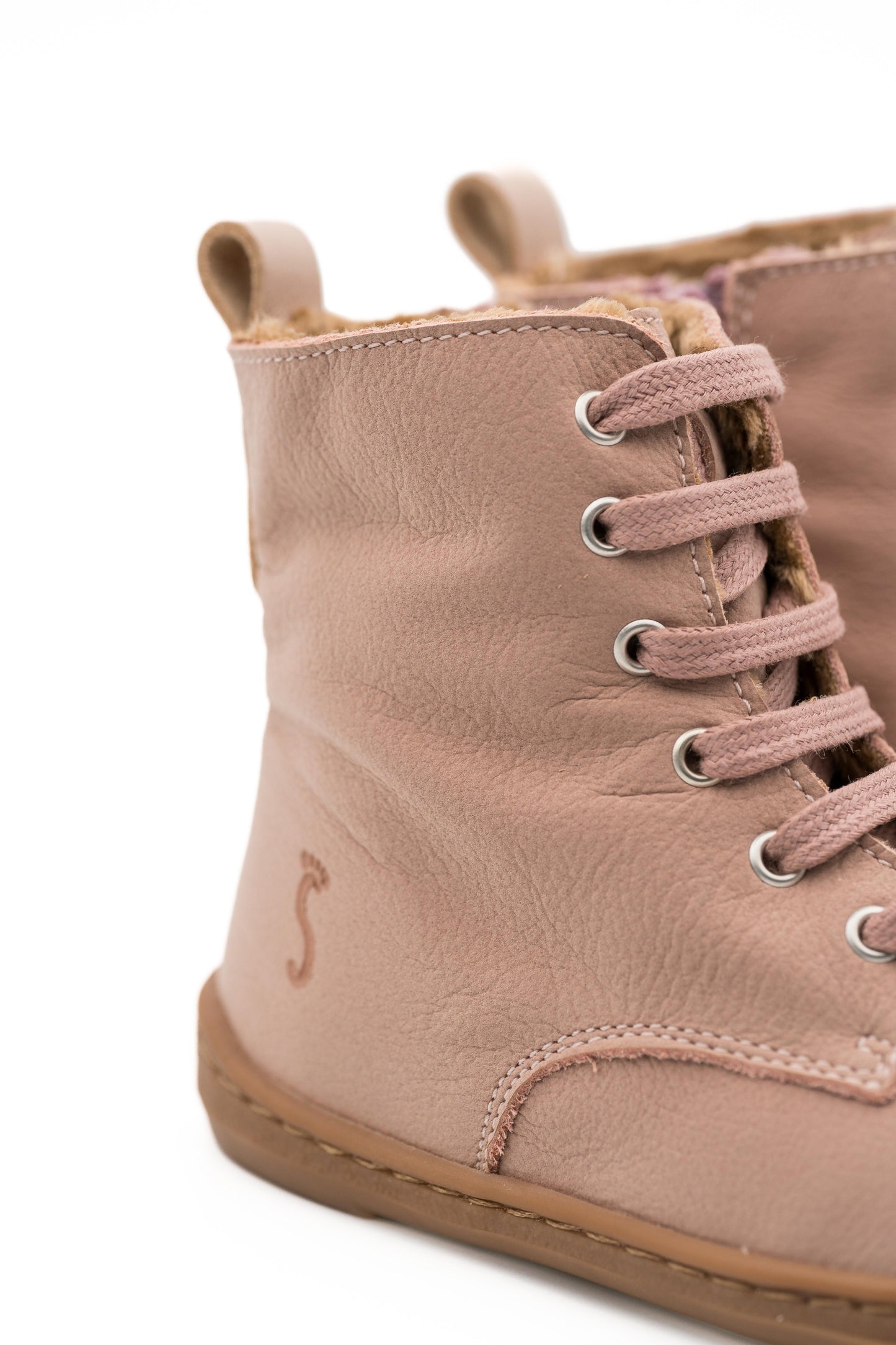 Flexinens Botín barefoot con cordón y cremallera lateral modelo 9085-R piel lavanda merinilla Pink nude