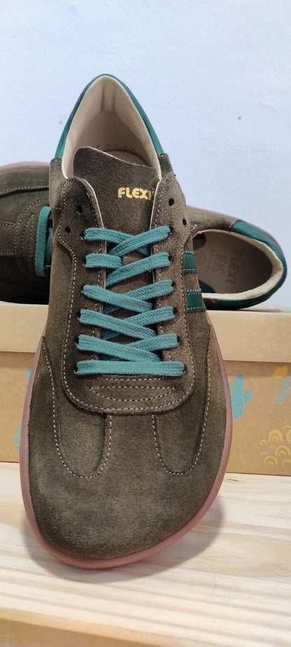 Flexinens calzado barefoot XL horma ancha modelo 9026-x Serraje/vive kaki/verde