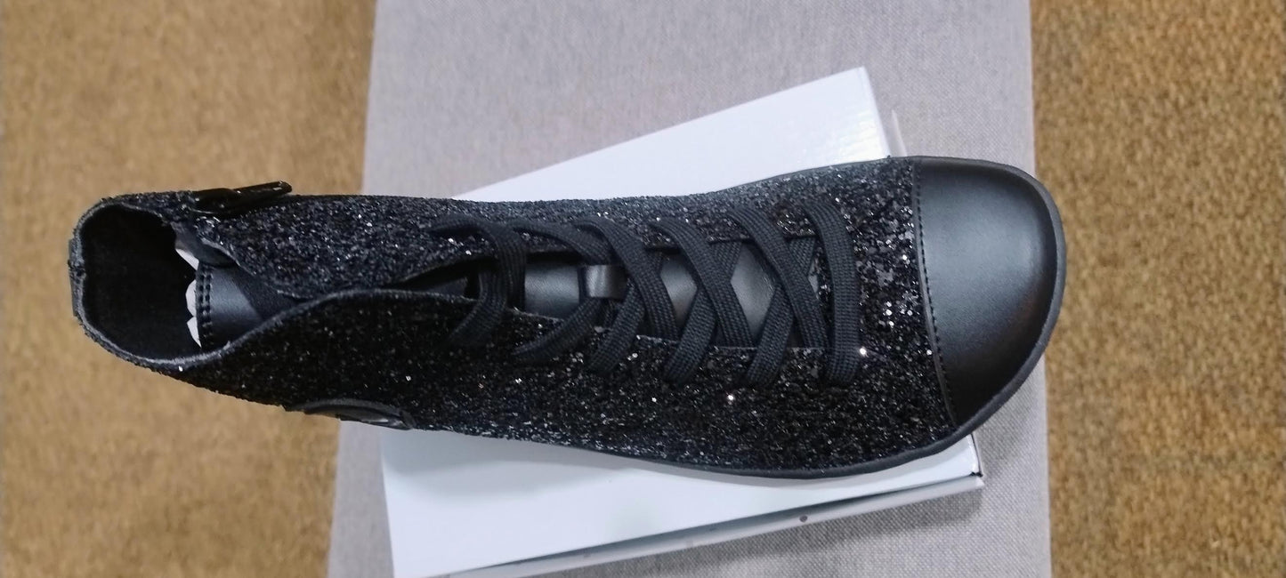Coqueflex Botines Barefoot Negro Brilli piso Adam modelo Roler 15500