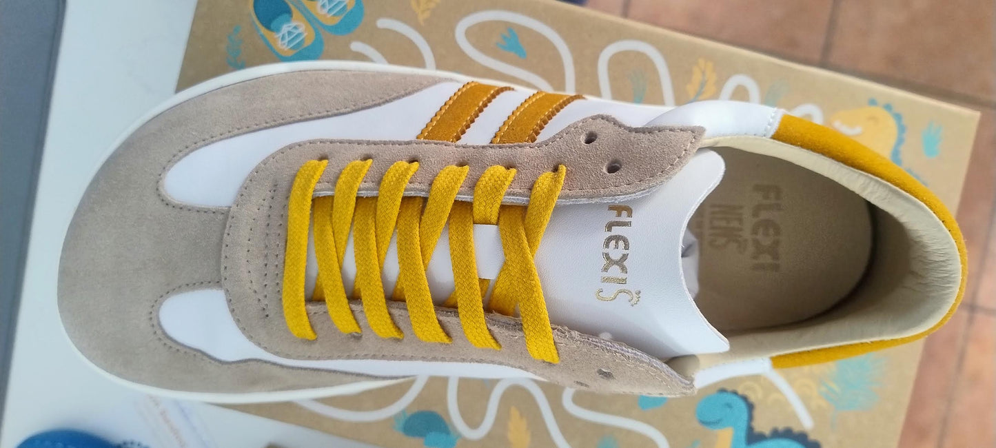 Flexinens calzado barefoot XL horma ancha  9026-X SE/SAL/MI ARENA/BLANCO/MOSTAZA