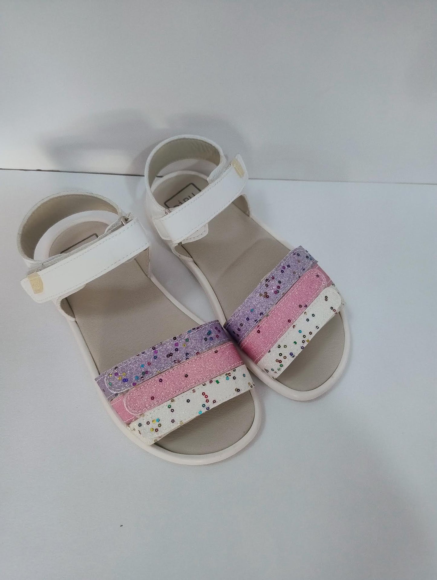 Piruflex sandalias respetuosas blanco y brilli doble ajuste