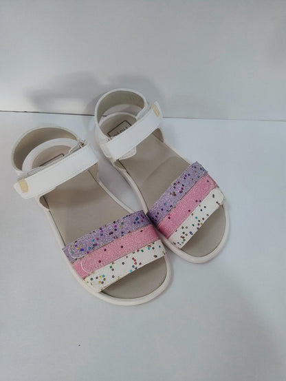 Piruflex sandalias respetuosas blanco y brilli doble ajuste