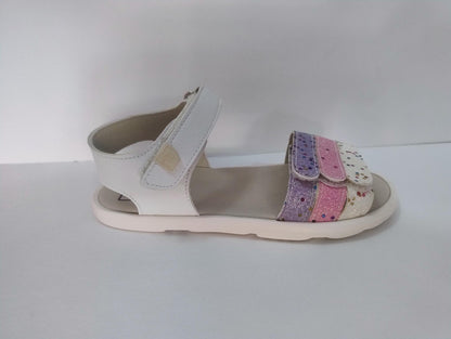 Piruflex sandalias respetuosas blanco y brilli doble ajuste