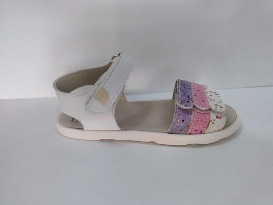 Piruflex sandalias respetuosas blanco y brilli doble ajuste