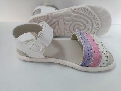 Piruflex sandalias respetuosas blanco y brilli doble ajuste