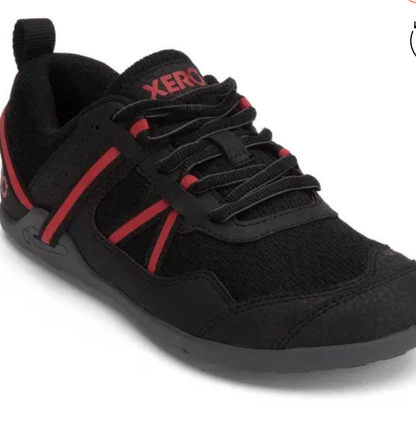 Prio Running and Fitness Shoe - Kids - Xero Shoes - Deportivas respetuosas Negro Rojo