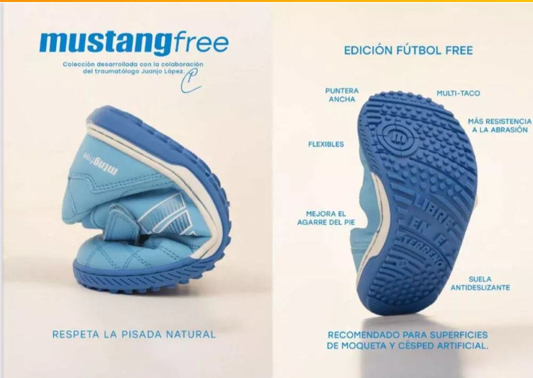 Mustang Free – Botas de Fútbol Barefoot con Multitacos para Césped modelo 49323 negro blanco