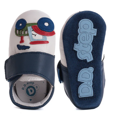 DD Step mocs respetuosos primeros pasos / zapatillas casa / guarderia modelo K1596-51916 blanco y azul