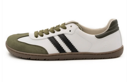 Coqueflex Retro Suede micropelle kaki blanco calzado barefoot respetuoso