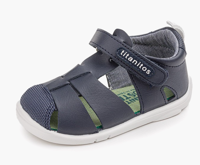 Titanitos sandalias respestuosas B500 Eric piel lavable azul marino