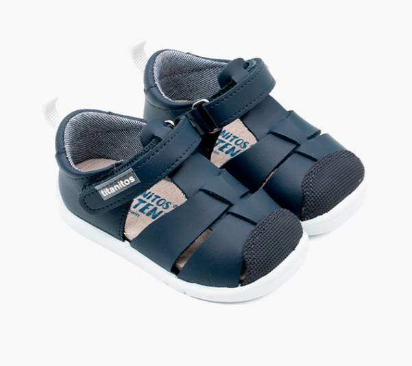 Titanitos sandalias respestuosas B500 Eric piel lavable azul marino
