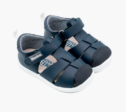 Titanitos sandalias respestuosas B500 Eric piel lavable azul marino