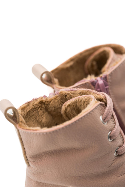 Flexinens Botín barefoot con cordón y cremallera lateral  modelo 9085-R piel lavanda merinilla Pink nude
