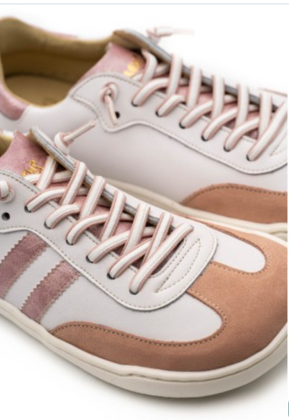 Flexinens deportivas barefoot horma XL 9028-X rosa maquillaje y blanco cordones elásticos