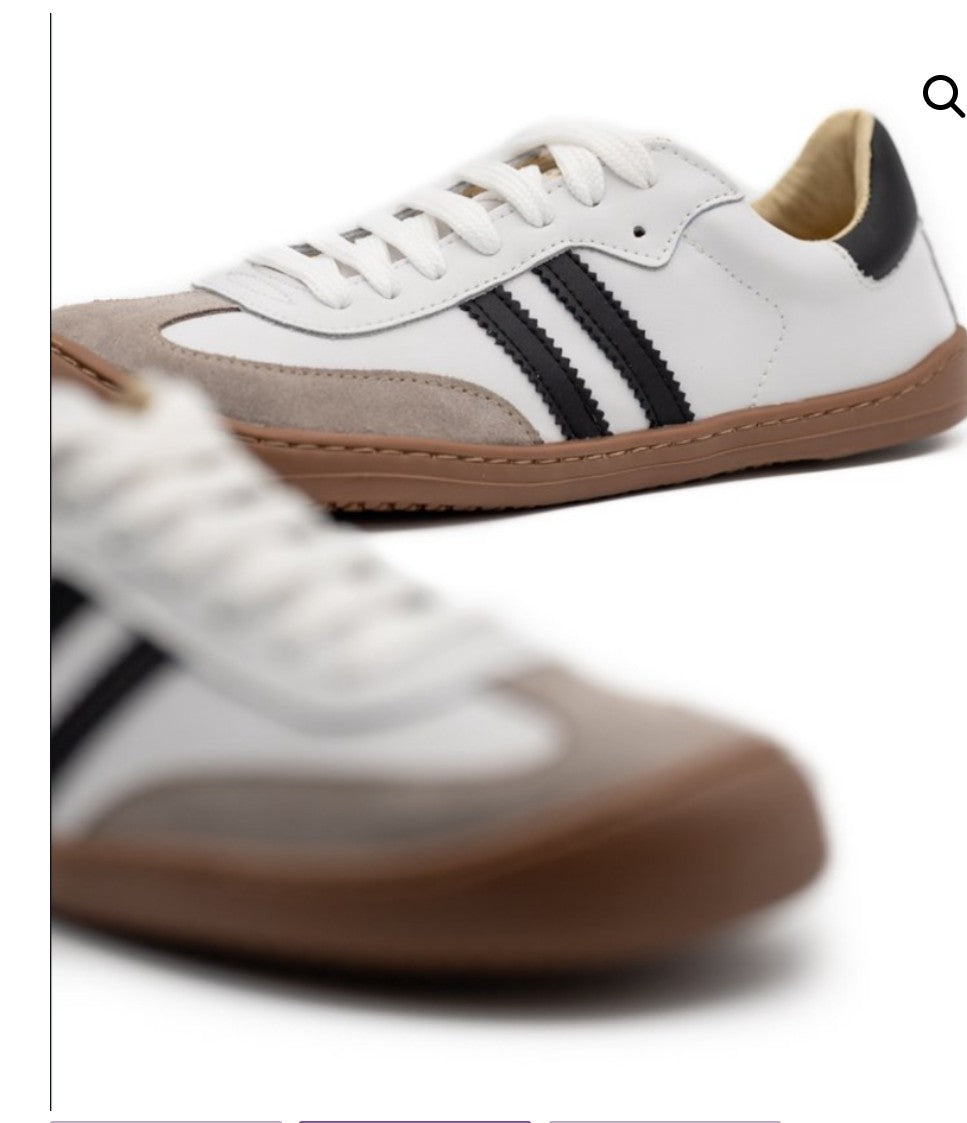 Flexinens calzado barefoot XL horma ancha Samba 9026-X Blanco rajas negras