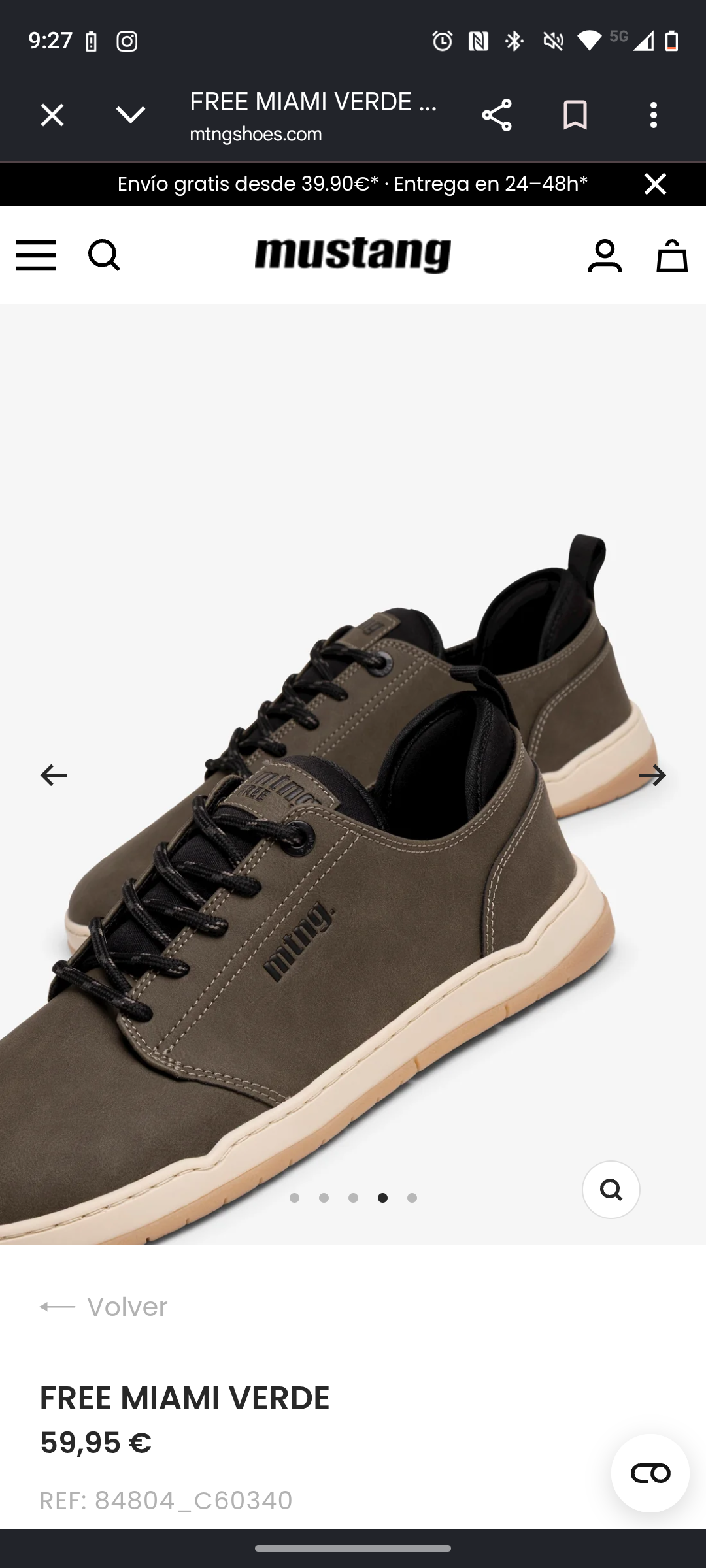 Mustang Free Miami Zapatillas Barefoot Verde Hombre