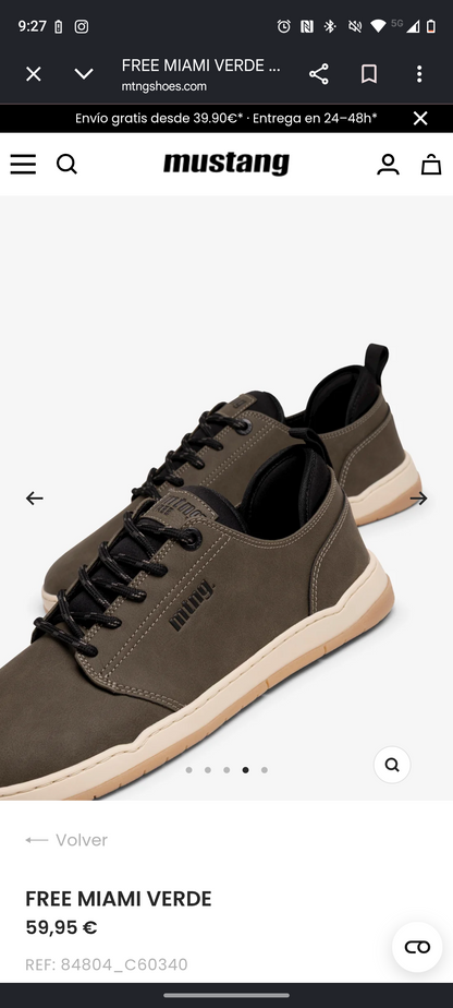 Mustang Free Miami Zapatillas Barefoot Verde Hombre