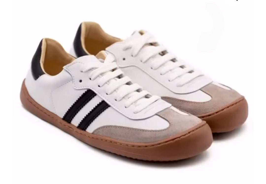 Flexinens calzado barefoot XL horma ancha Samba 9026-X Blanco rajas negras