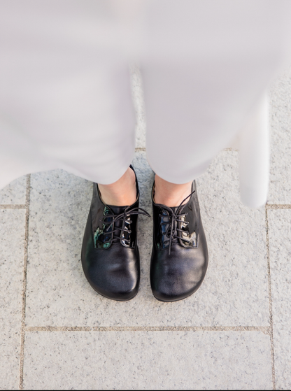 Shapen Fleur negros zapatillas de vestir Barefoot