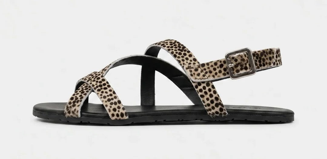 Coqueflex minimalist barefoot animal print suede sandals