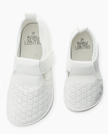 Troqueladas sandalias Barefoot Babylobitos white