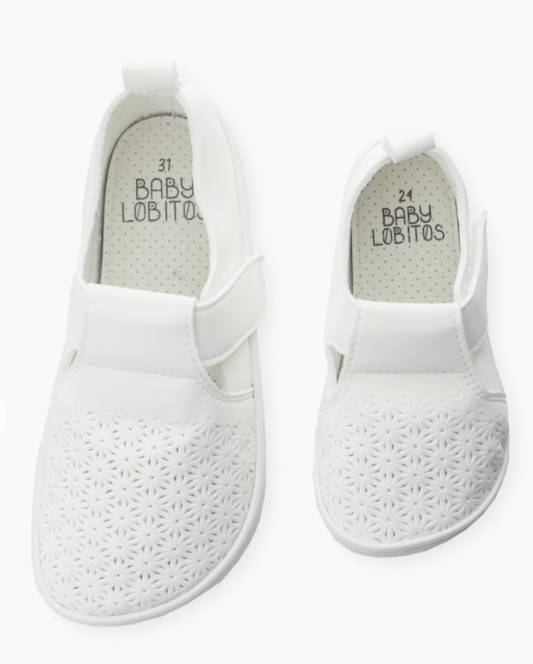 Troqueladas sandalias Barefoot Babylobitos white