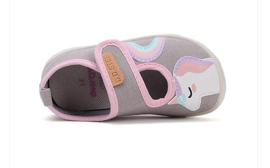 DD Step lonetas primeros pasos repelente agua gris rosa unicornio Canvas shoes Barefoot