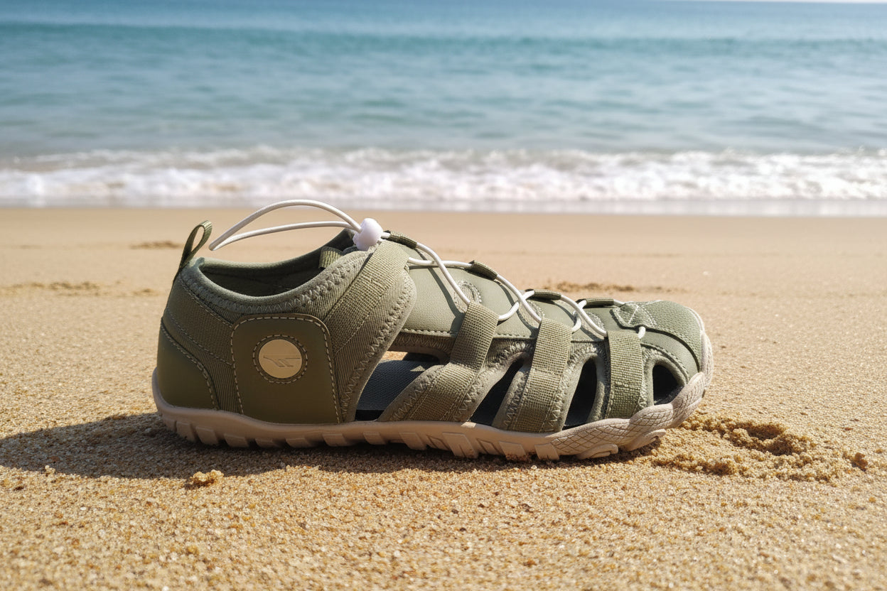 Hi-tec sandalias cangrejeras barefoot cerradas Terra verde (con plantilla extraible)